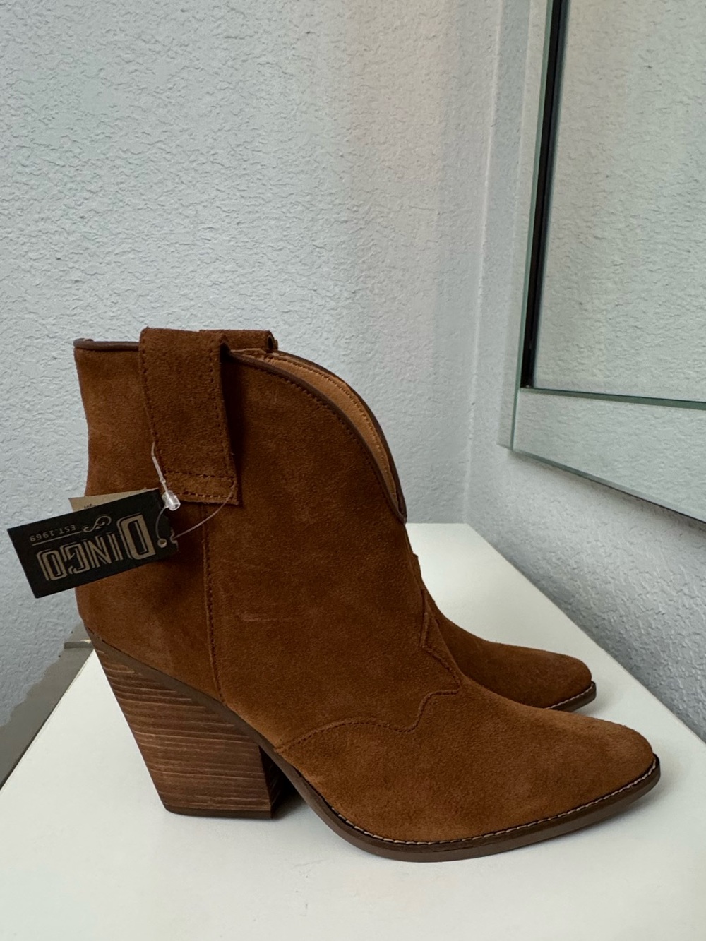 Dingo Brown Suede Western Ankle Boots